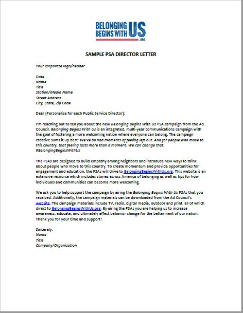 Sample PSA Director Letter